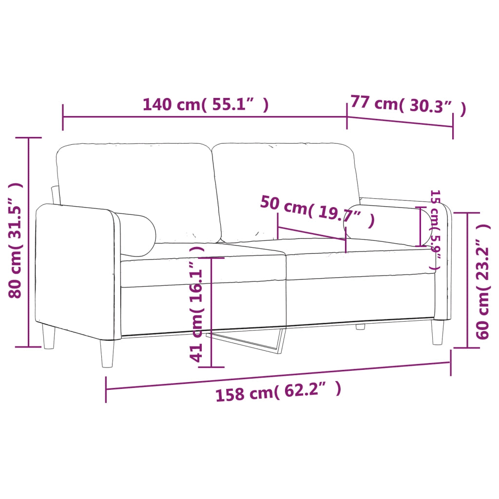 Divano a 2 Posti con Cuscini-Sofa 2 Posti con Cuscini Rosso Vino 140 cm in Velluto 961977