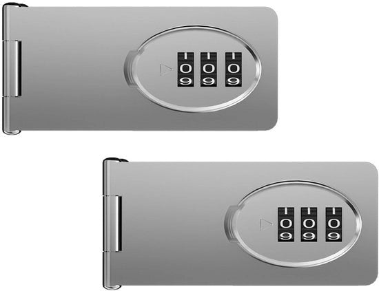 Sistema di Sicurezza 3-cifre Combinazione - Apertura Senza Chiave - Base in Acciaio Inossidabile - 2-Pack - 1000 Combinazioni Uniche - Slot di Sicurezza