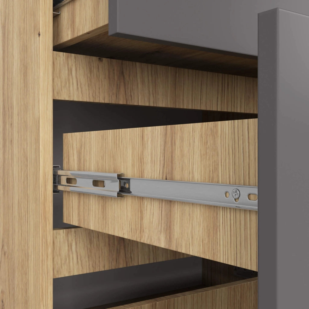 Cassettiera AKORD K120 Quercia Artisan 120 cm 10 cassetti inserto frontale Grigio Grafite 120x40x121 cm