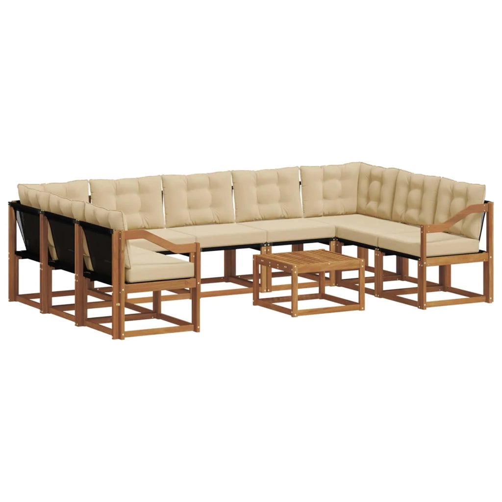 Set di divani da esterno con cuscino 10 pcs Naturale e Beige 3369084