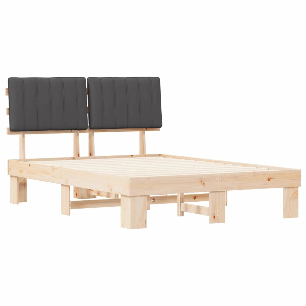 Letto matrimoniale | Letto per adulti | Letto con Testiera Rivestita Grigio scuro 135 x 190 cm