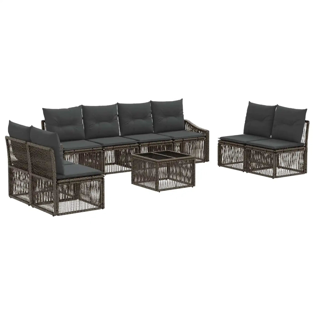 Set Divano da Giardino 9 pcs Grigio polyrattan 3435983