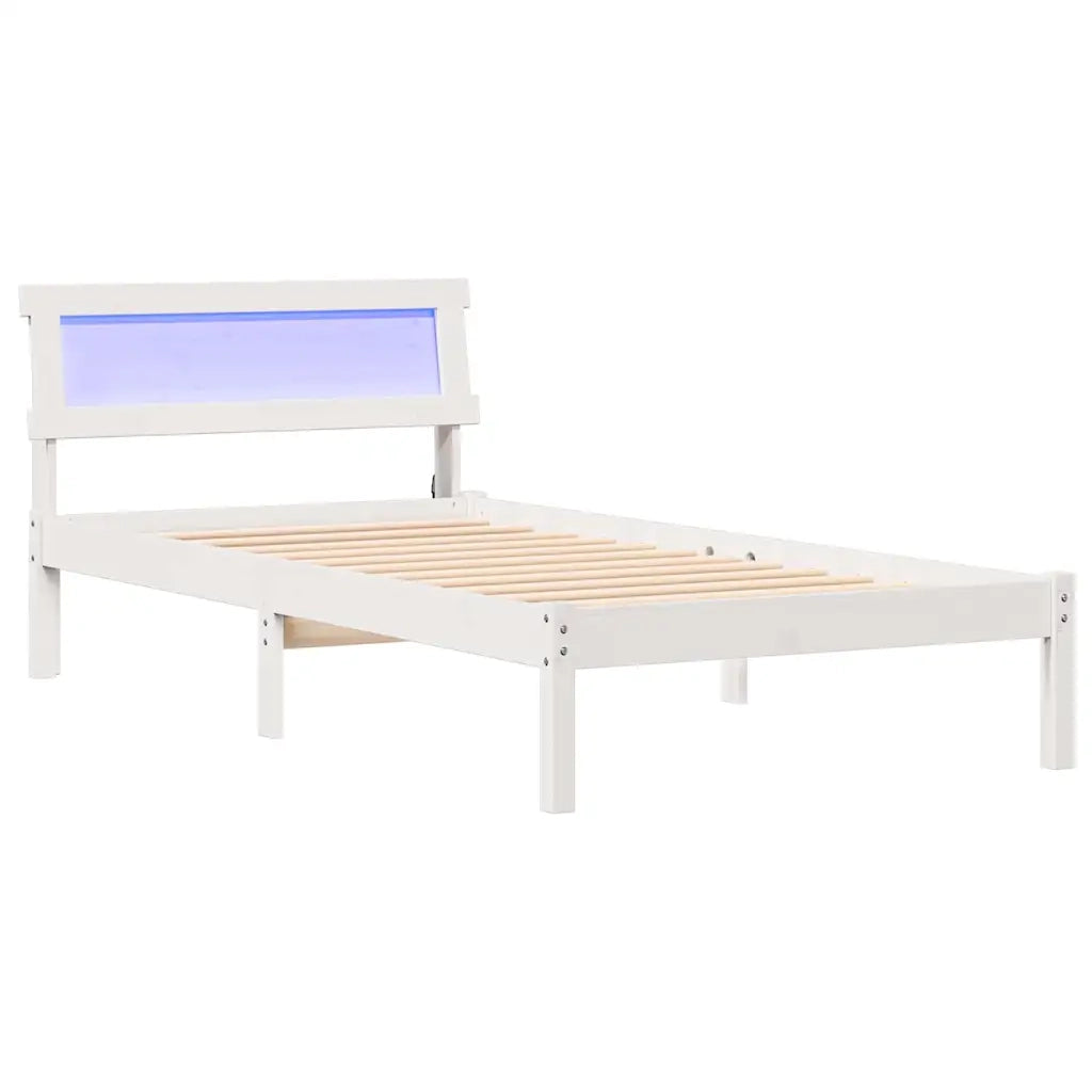Letto singolo | Letto per adulti | Struttura del letto Bianco 100 x 200 cm Pino massello