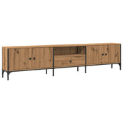 Mobile TV multimediale scaffale TV credenza mobile TV sala da pranzo soggiorno camera da letto con cassetto rovere lavorato a mano 200 x 25 x 44 cm legno ingegnerizzato marrone 02_0028516