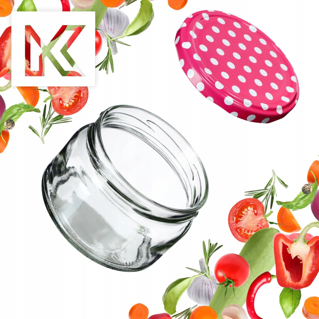 KADAX Denia barattoli per conserve 250ml 10 pezzi 82mm + coperchio "Piselli rosa"