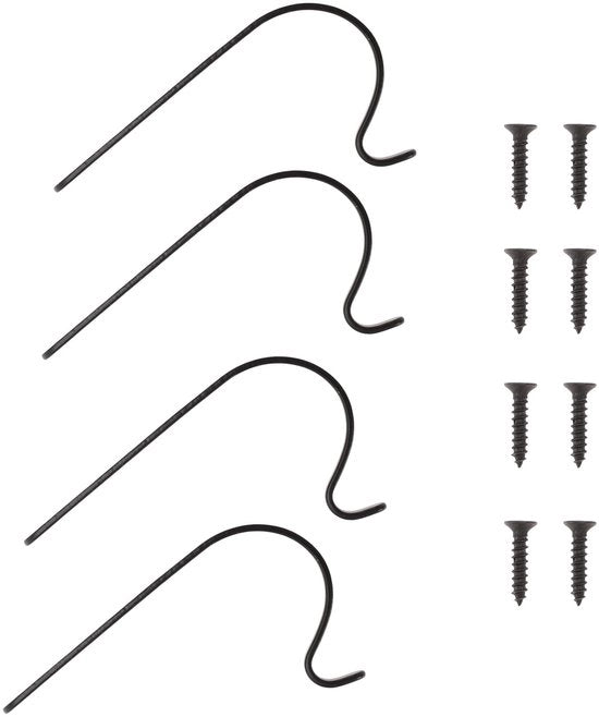 Supporti per piante 4 pezzi - Nero - Progettazione robusta - Materiale in acciaio di alta qualità - Design minimalista - Per interni/esterni - Sostegni per piante