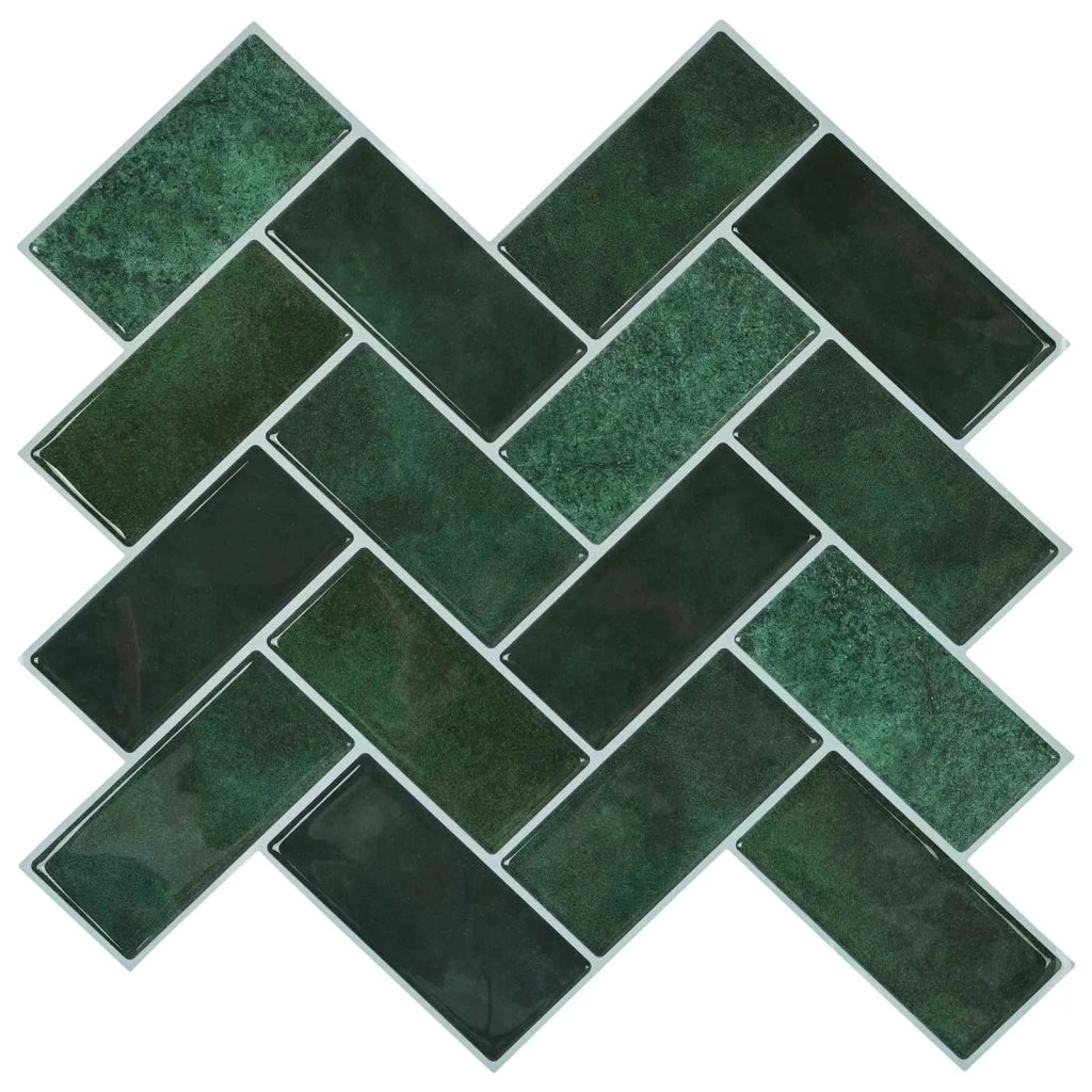 Piastrella a Spina di Pesce 20 pcs Verde Scuro 30 x 30 cm 42046190