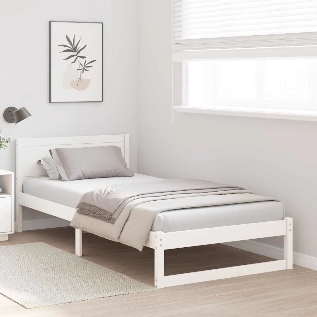 Struttura del letto Bianco 75 x 190 cm Pino massello 873299