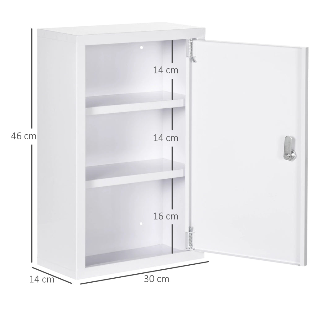 Armadietto Medicinali con Serratura ¨C Xylo ¨C Acciaio Bianco 30x14x46 cm