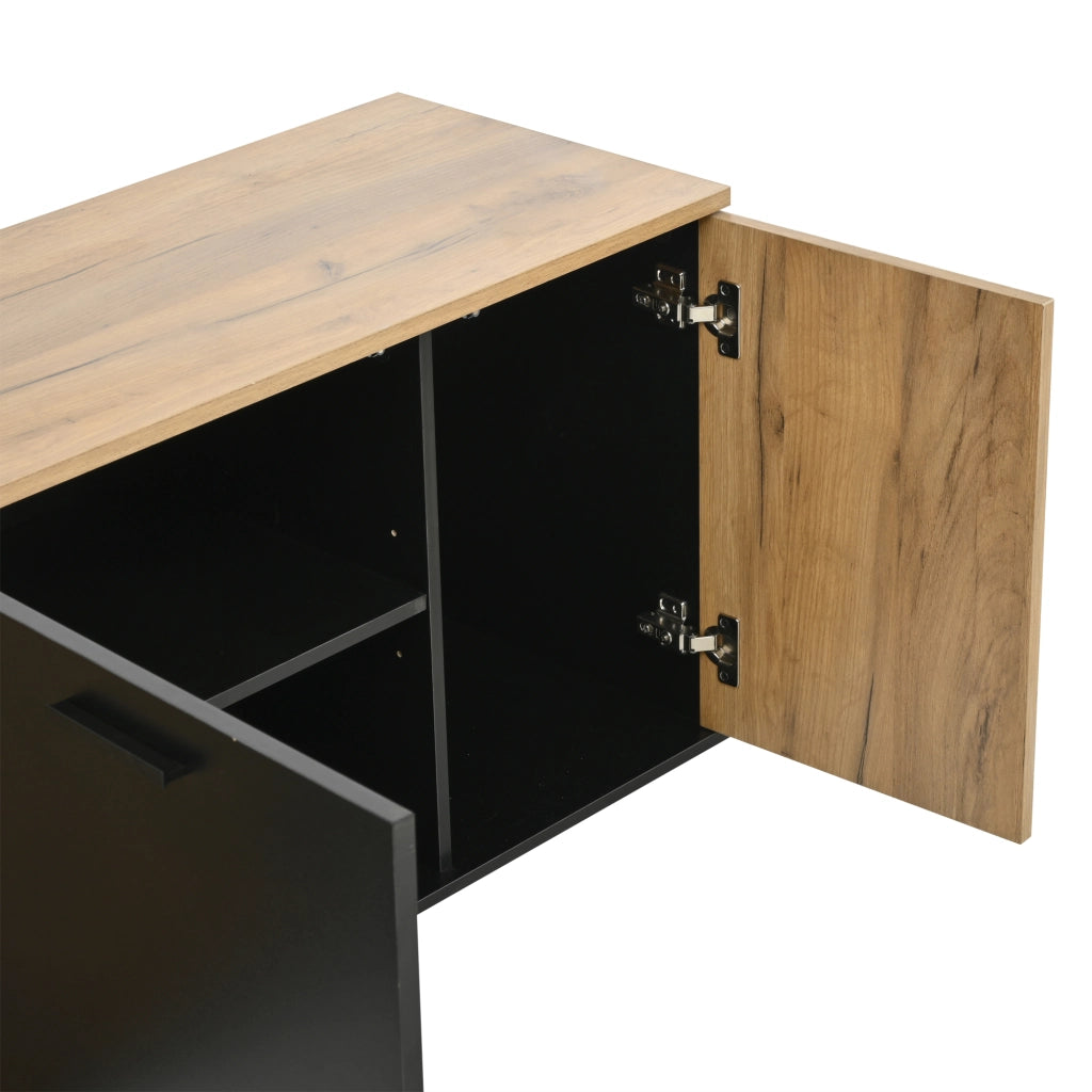 MOBILE Ingresso Set 5 pezzi con Specchio e Scarpiera Panca Nero e Naturale
