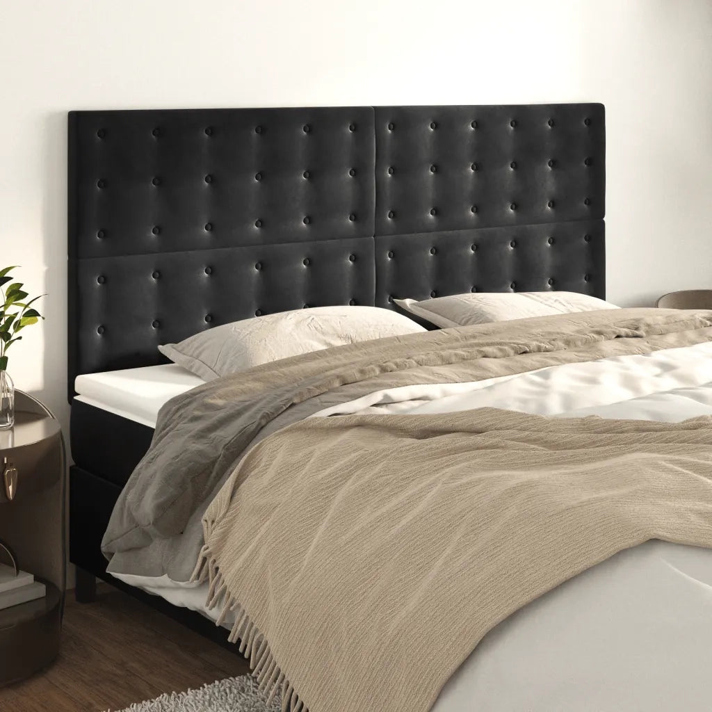 Testiera | Testata Nera 200x5x118/128 cm Velluto