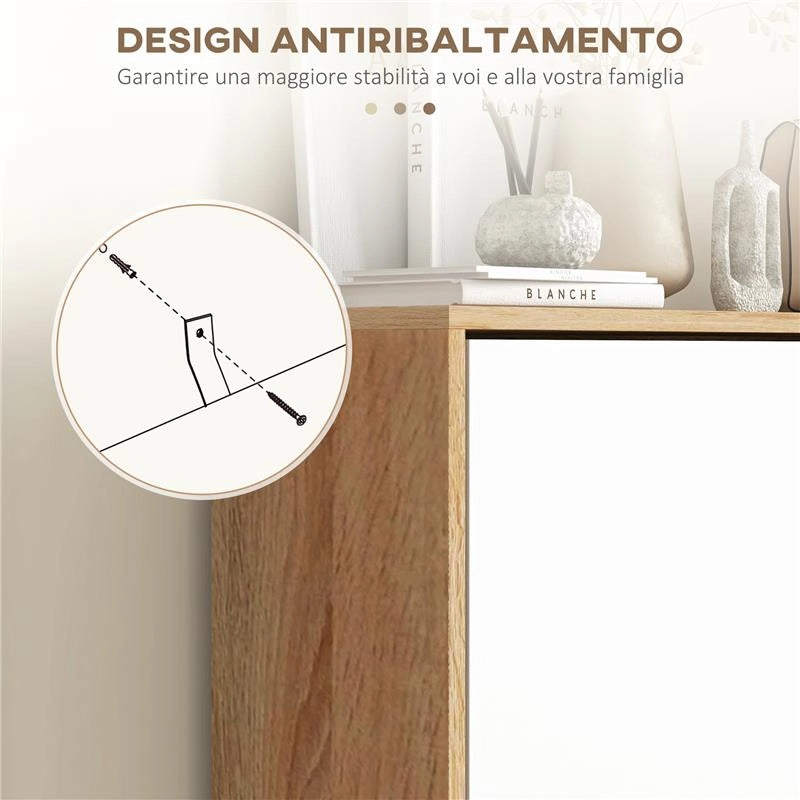 SCARPIERA SALVASPAZIO A 3 CASSETTI CON RIPIANO REGOLABILE PER 18-24 PAIA DI SCARPE, 72X24X119CM, BIANCO