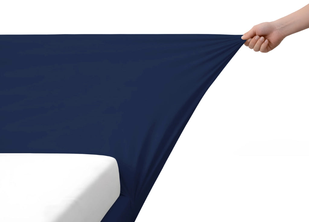 Vestiletto Giroletto Effetto Velluto Estensibile Tinta Unita Mod. Perfetto - Matrimoniale - Blu
