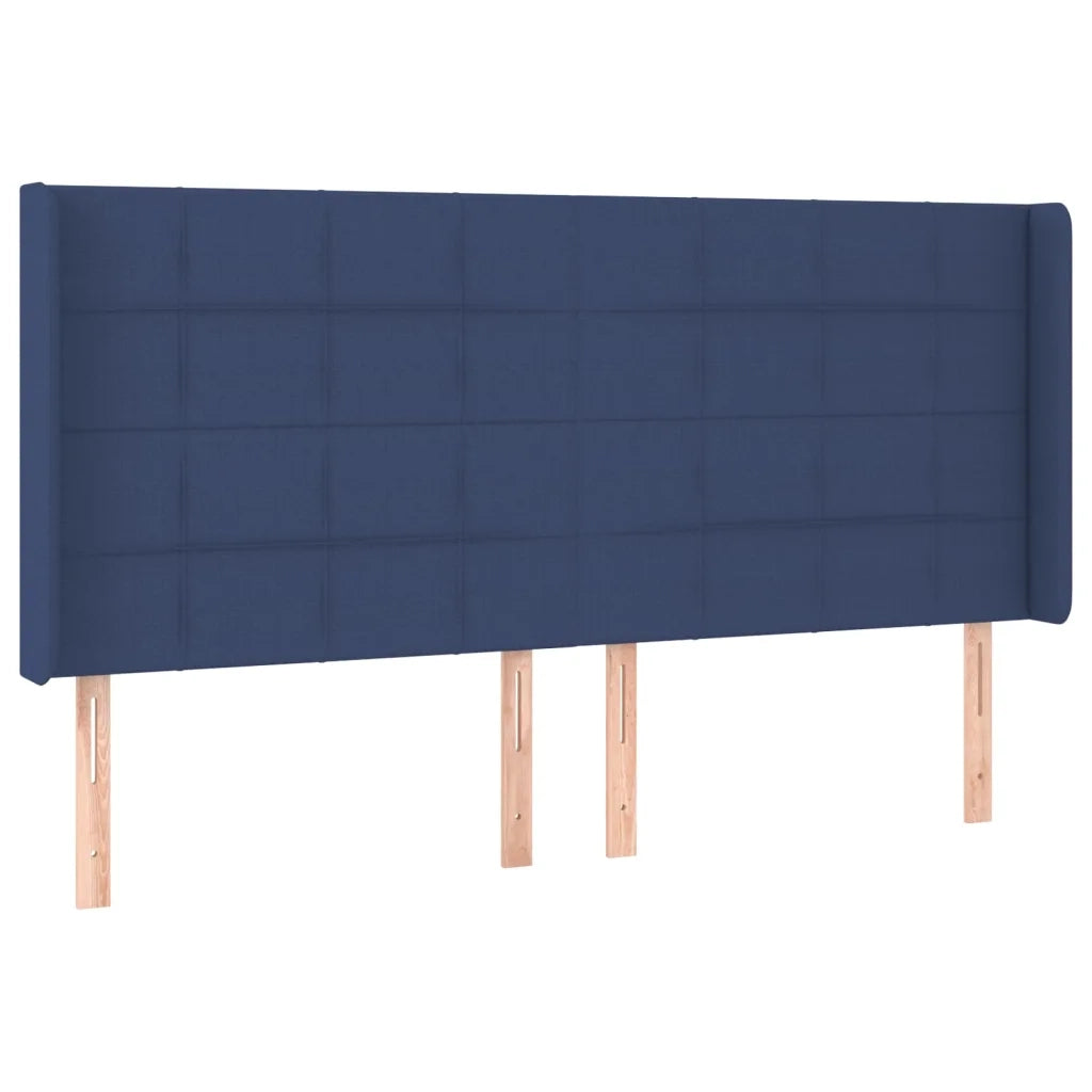 Testiera ad Orecchio-Testata con Orecchie Blu 203x16x118/128 cm in Tessuto 124288