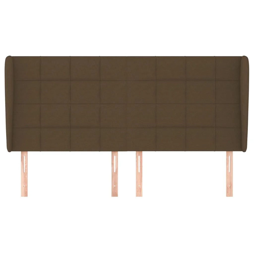 Testiera ad Orecchio-Testata con Orecchie Marrone Scuro 203x23x118/128 cm in Tessuto 585897