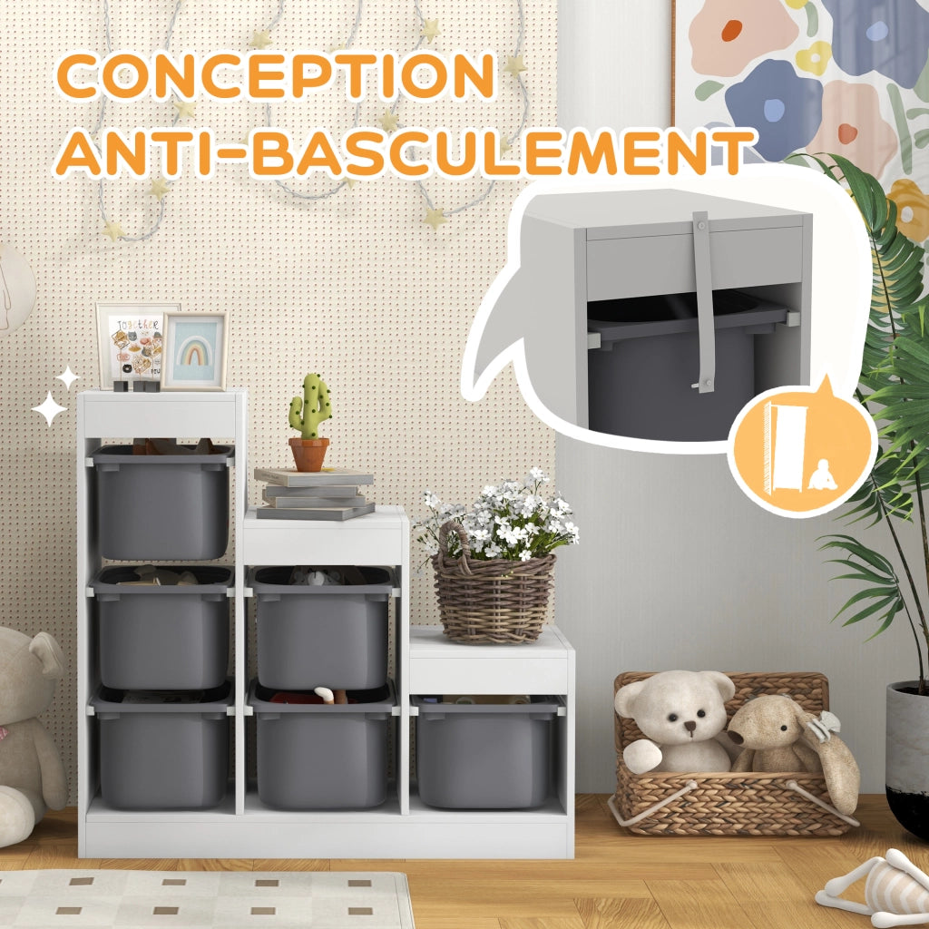 Mobile portagiochi bambini ¨C Xylo ¨C 6 cassetti amovibili grigio 96x38.5x90cm