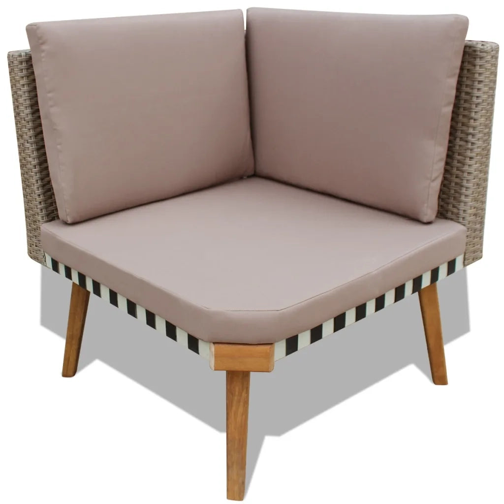 Set Divani da Giardino 4 pz con Cuscini in Polyrattan Grigio 43133