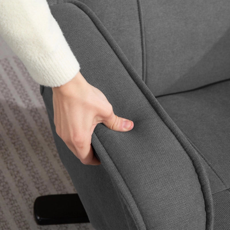 Poltrona relax con poggiapiedi girevole 360° e schienale reclinabile oscillante in poliestere grigio scuro
