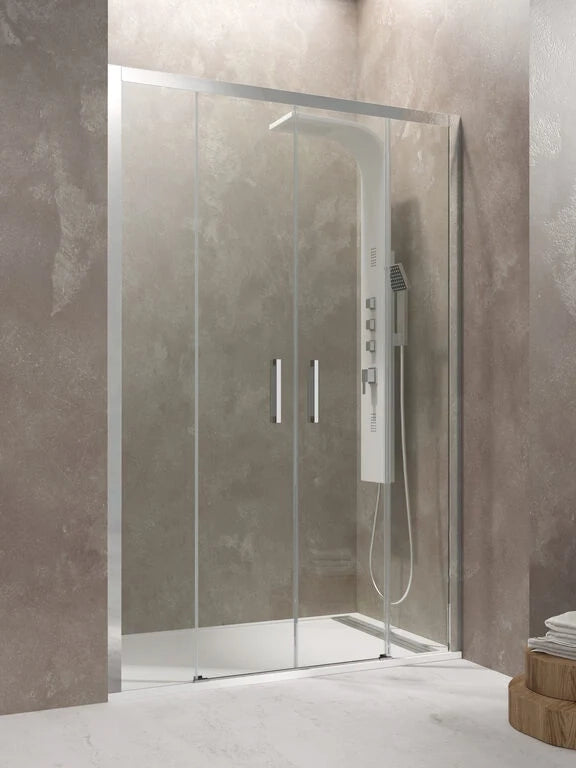 Box doccia frontale AKTUAL 2 fissi + 2 scorrevoli 160 cm (156-162) cromo vetro trasparente