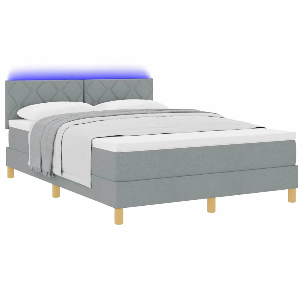 Letto a Sorgente LED Grigio chiaro 160 x 200 cm Tessuto 3342527