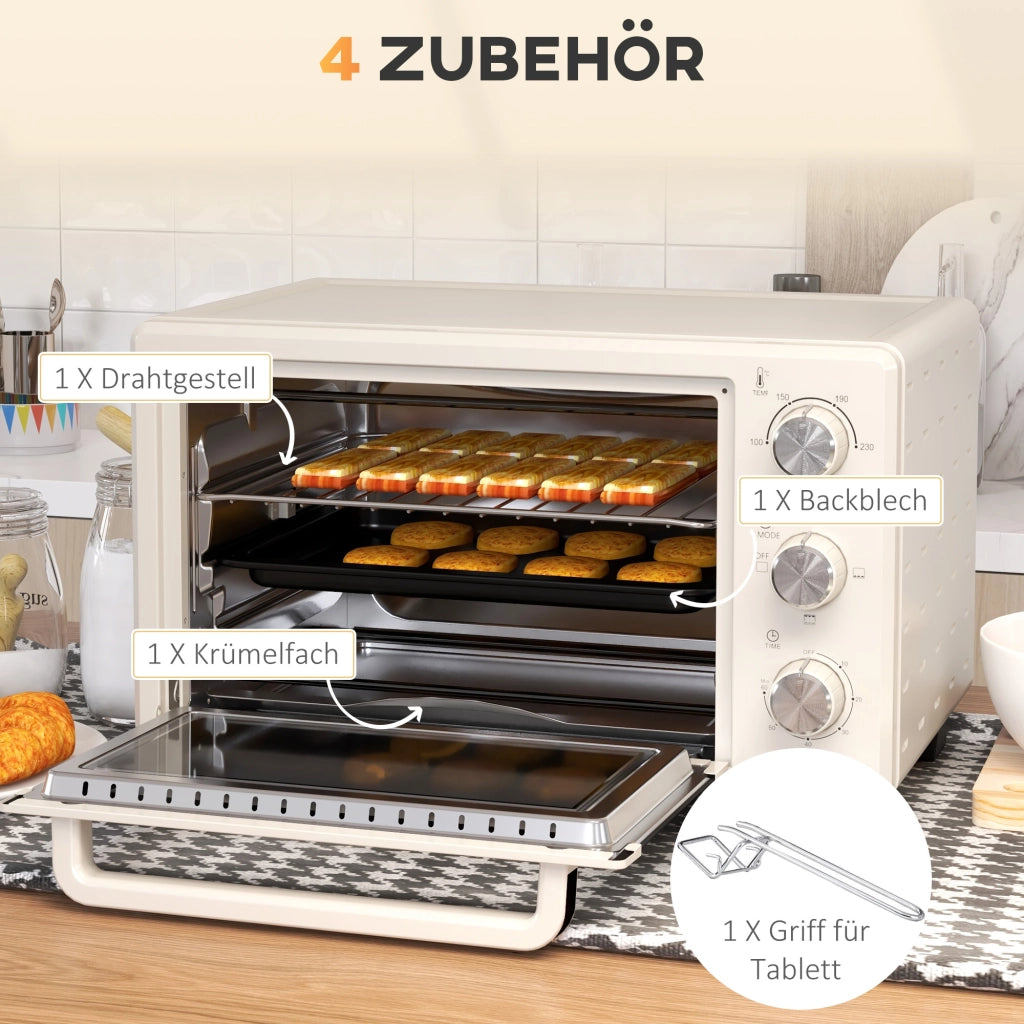 Forno a tostapane 21 litri ¨C zephmum ¨C acciaio inossidabile, vetro, crema