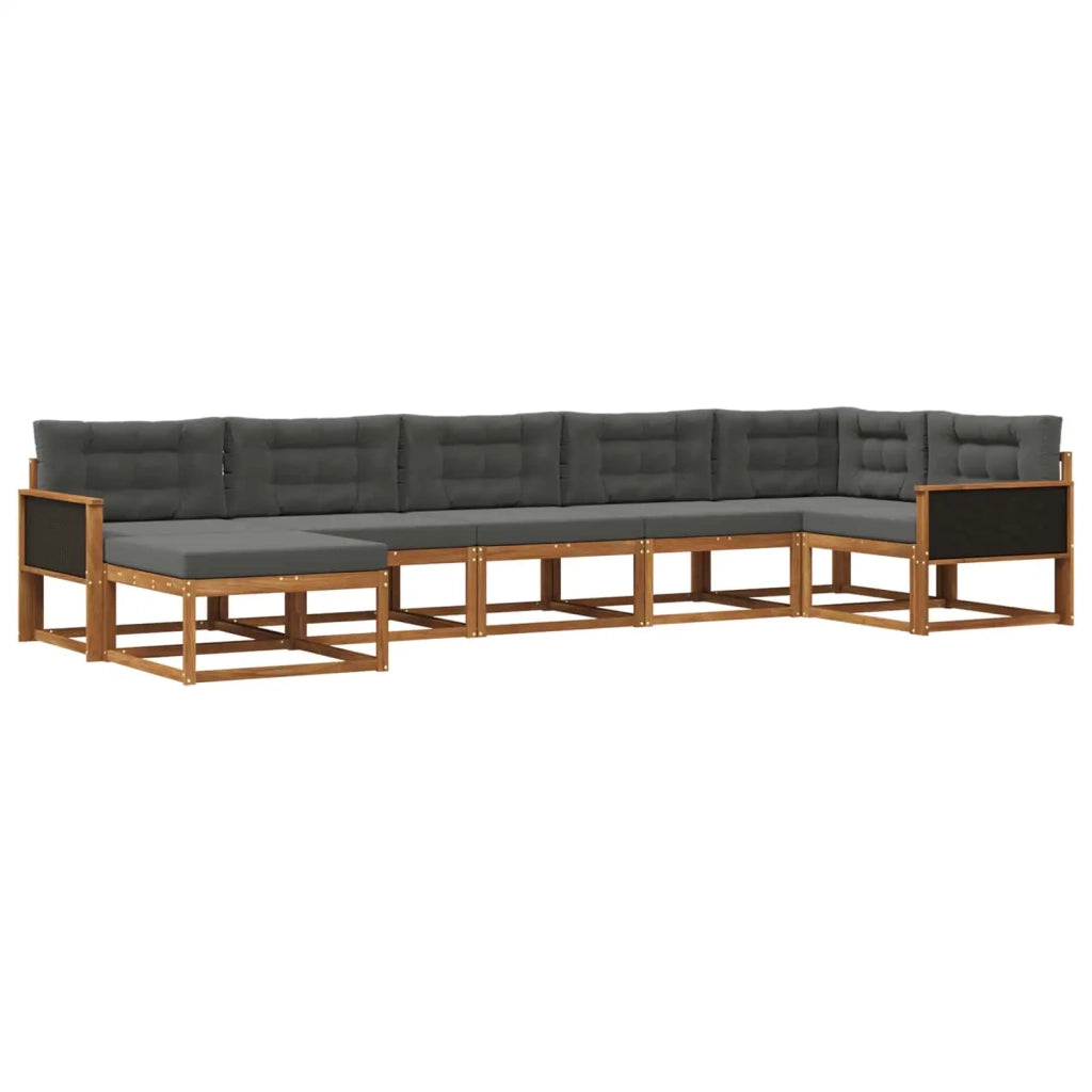 Set di divani da esterno con cuscino 7 pcs Naturale e Antracite 3382735