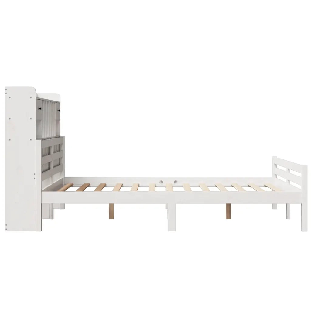 Letto Libreria senza Materasso Bianco 150x200 cm Legno di Pino 3322266