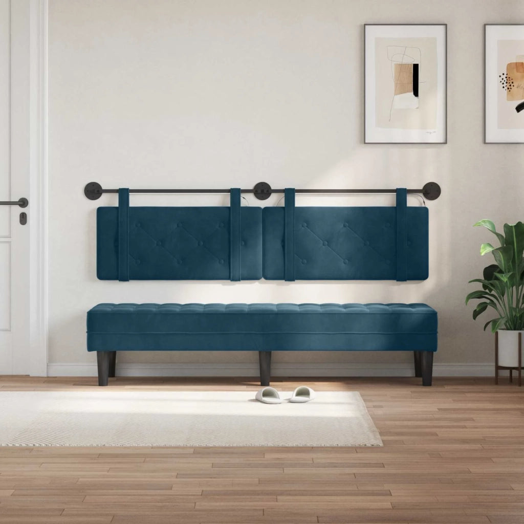 Testiera | Testata sospesa Con luce LED Blu Velluto