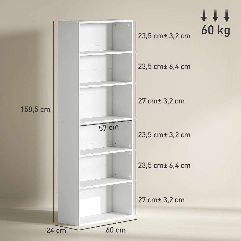 Libreria 6 ripiani regolabili ¨C Xylo ¨C Bianco 60x24x158,5cm