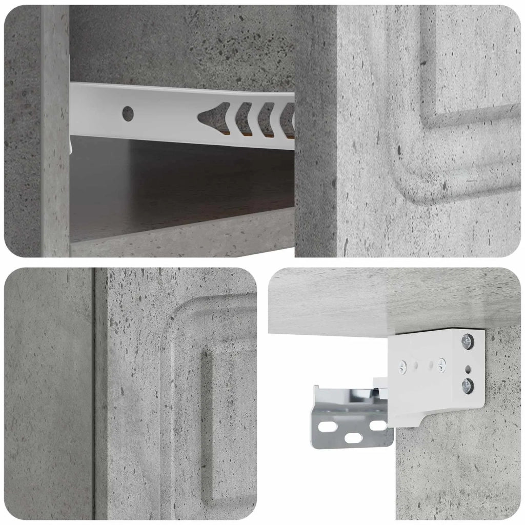 Mobiletto da notte a muro con cassetto 2 pcs Grigio Cemento 899302