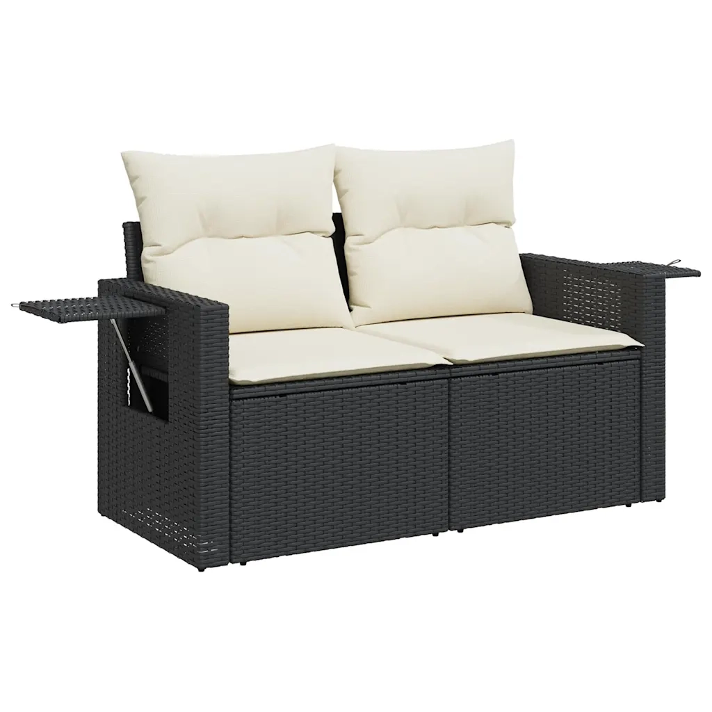 Set Divano da Giardino 6 pz con Cuscini Nero in Polyrattan 3326457