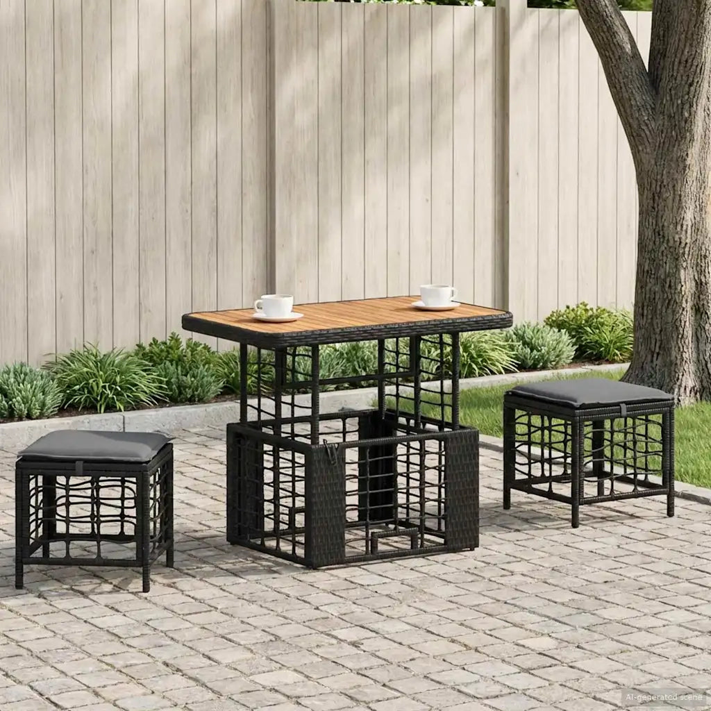 Set da Pranzo per Giardino con cuscino 3 pcs Nero e Grigio 42026760