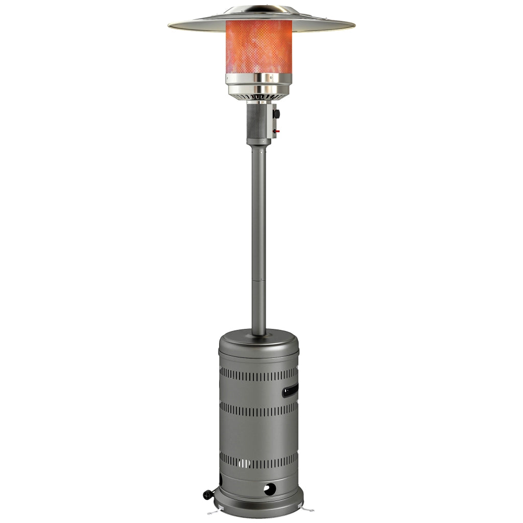 Stufa a Gas Butano Portatile 13000W con Sistema Antivuelco e Ruote ¨C zephmum ¨C Grigio 82x82x222 cm