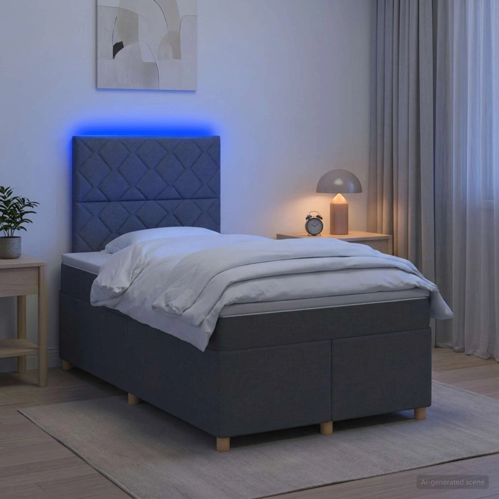 Letto box spring con materasso Grigio Scuro 120 x 190 cm 3455309