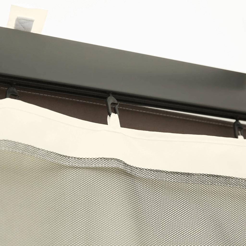 Zanzariera per Gazebo Tende di Ricambio Universale con Cerniere, 352x207cm - Nero e Beige