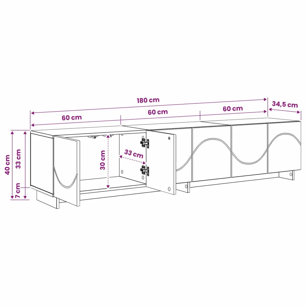 Supporto TV 179.5 x 34.5 x 40 cm Bianco Lucido 8011589