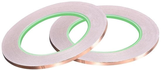 Doppio adesivo in rame 4 mm x 30 m per lavori di chitarra e protezione EMI per riparazioni elettriche - 2 pezzi