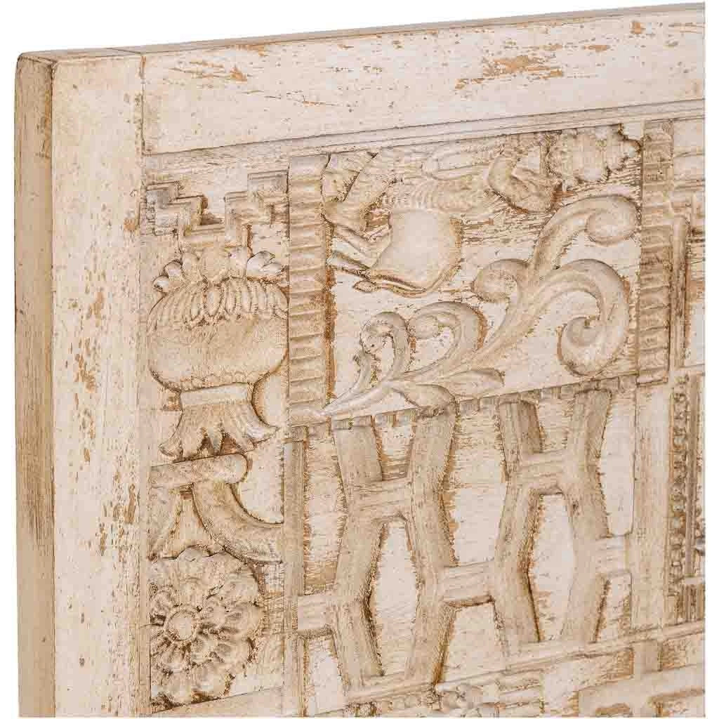 Testiera in legno beige intagliata a mano 160x3x120h cm