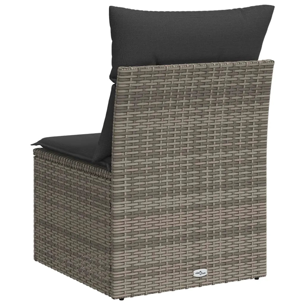 Divano Giardino Senza Braccioli con Cuscini Grigio Polyrattan 366112