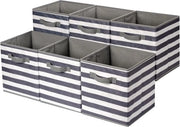 Cassa di archiviazione pieghevole con maniglie - set da 6 - a strisce - bianco/grigio chiaro - 266 x 266 x 279 cm
