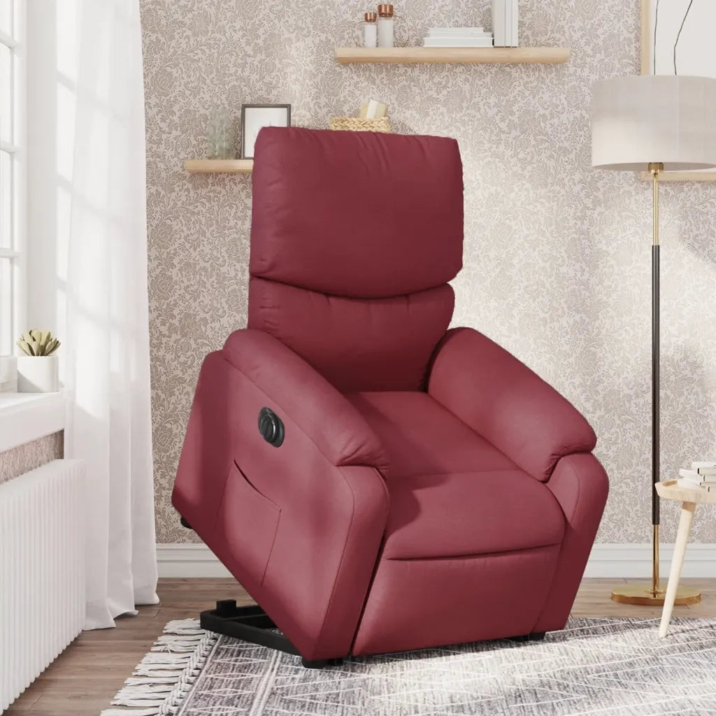 Poltrona | Sedia Relax Alzapersona Reclinabile Elettrica Rosso Vino Tessuto