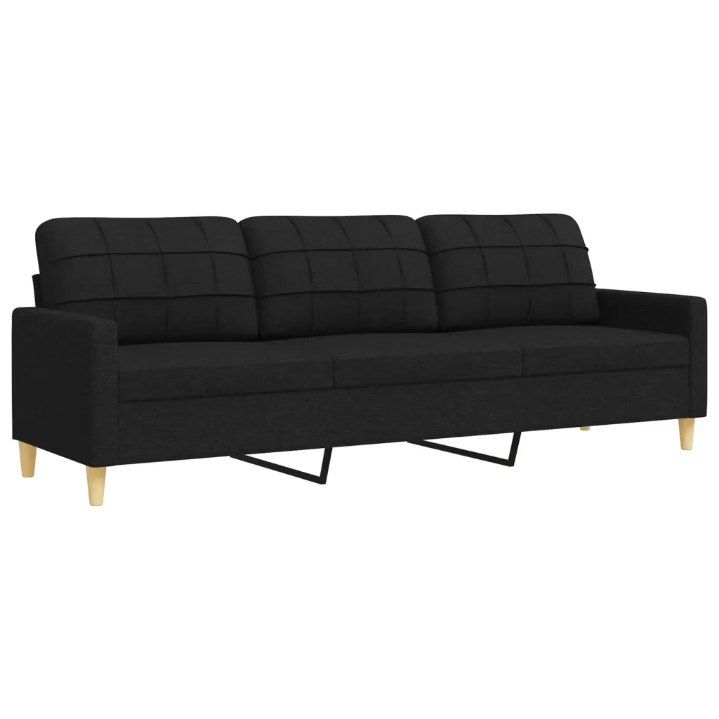 Set di Divani 4 pz con Poggiapiedi Nero in Tessuto