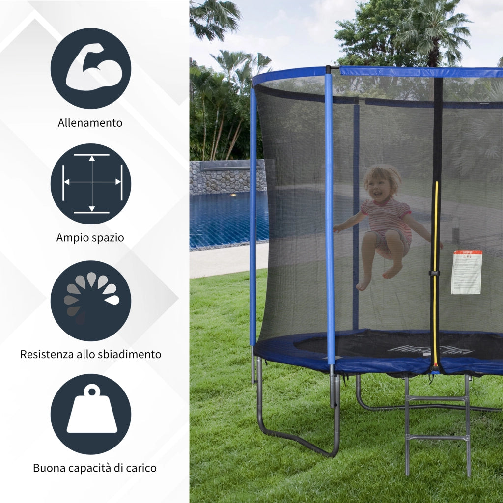 Trampolino Elastico da Giardino ¨C zephmum ¨C Blu e Nero, ?244x240cm