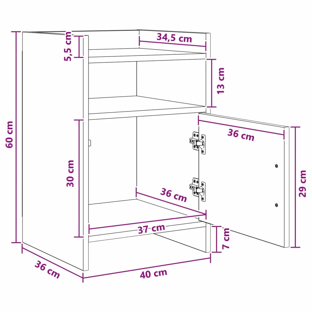 Comodini 2 pcs Sonoma grigio 40 x 36 x 60 cm 8011046