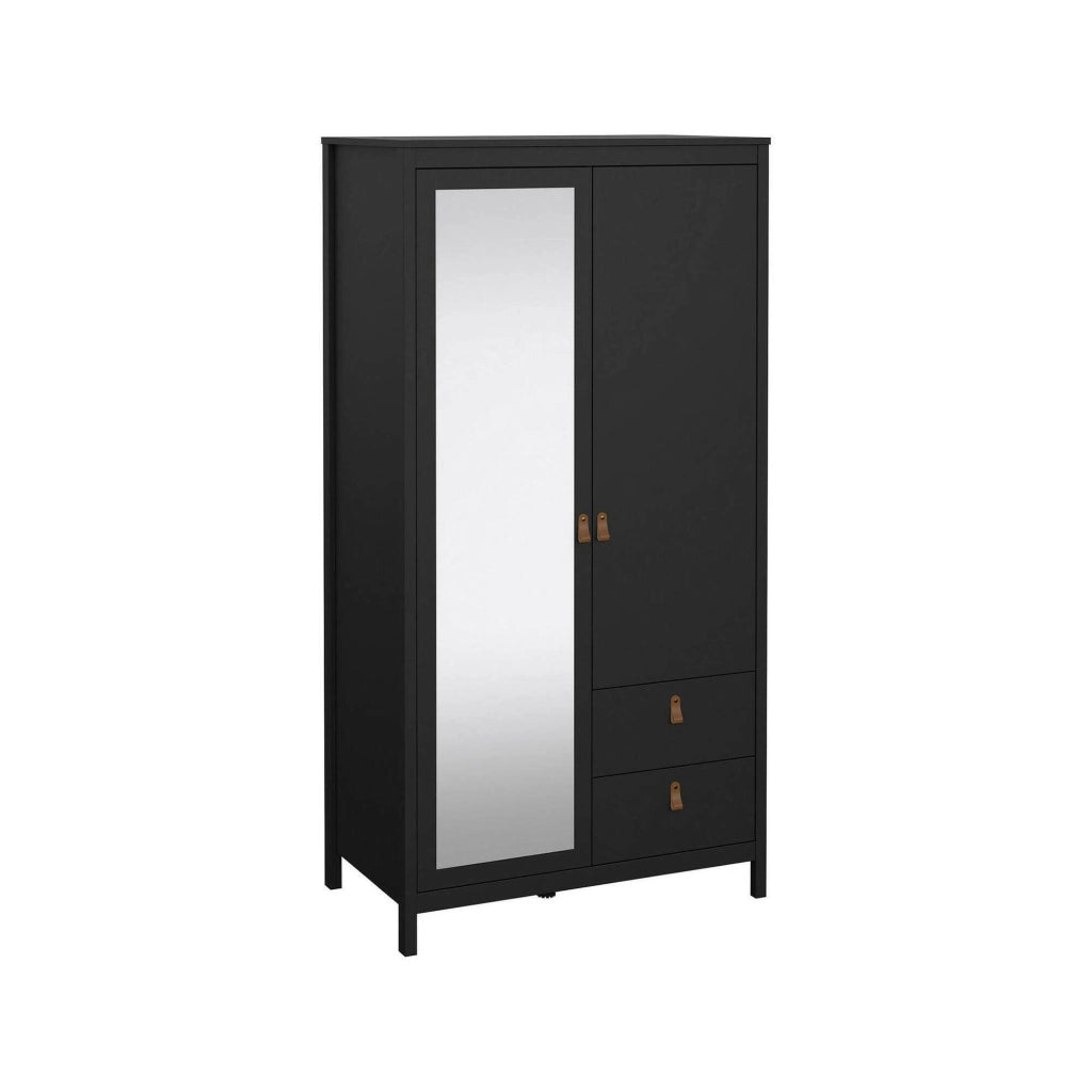 Guardaroba 2 ante Lagertha, Mobile camera da letto, Cabina armadio portabiti, Armadio appendiabiti, 102x58 h199 cm, Nero