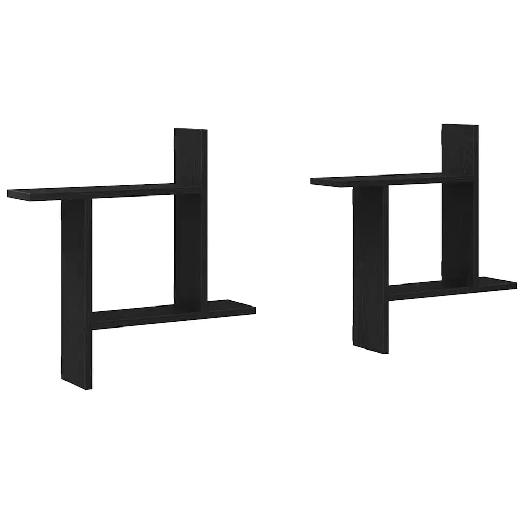 Mensole da Parete 2 pz Rovere Nero 50x12x50 cm in Truciolato 868068