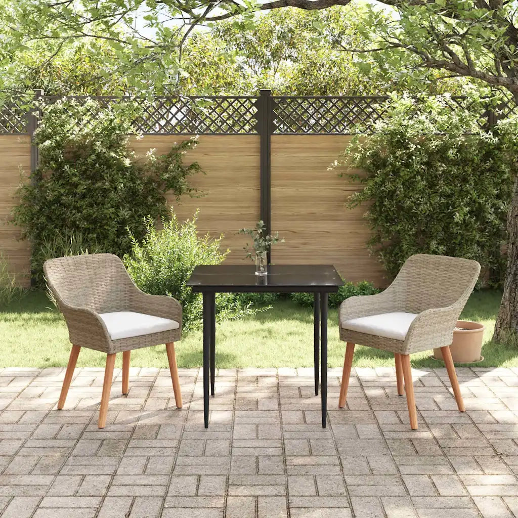 Set da Pranzo per Giardino con cuscino 3 pcs Beige polyrattan 3261691