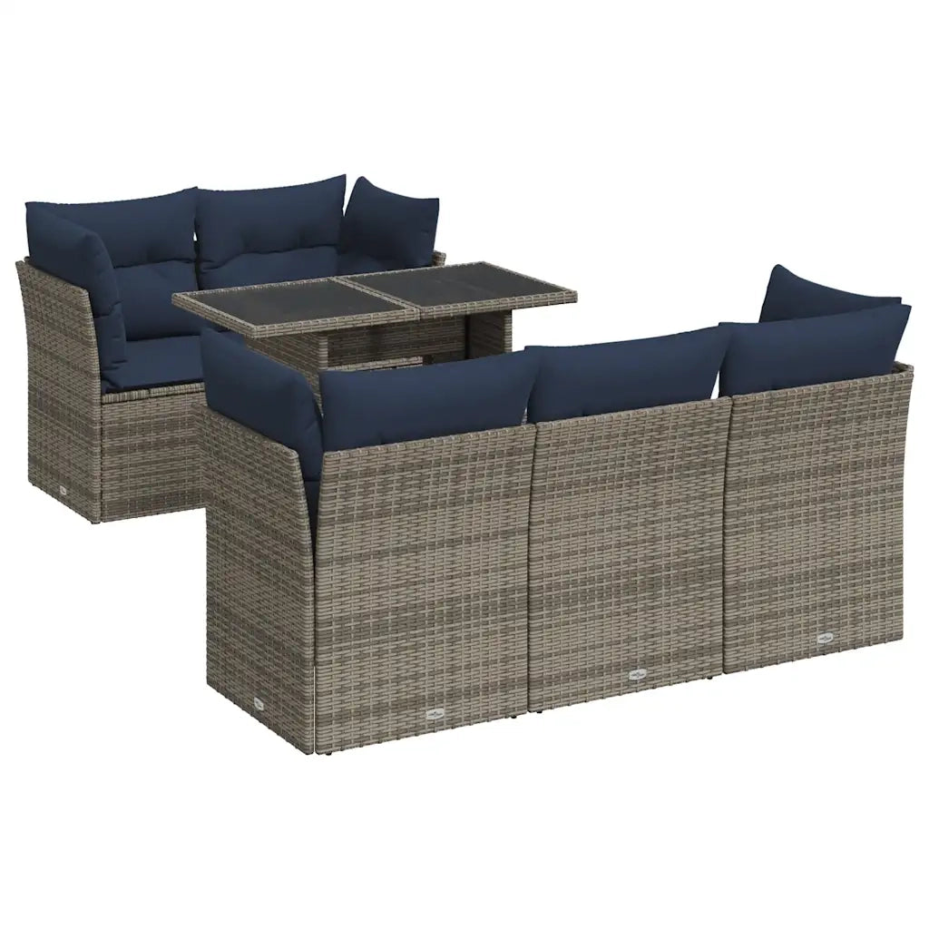 Set Divano da Giardino 6pz con Cuscini Grigio Polyrattan Acacia 3326102