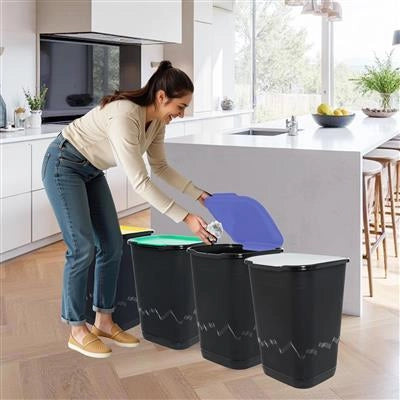 SET 4PZ PATTUMIERA 50 LT RECICLO INDIFFERENZIATO PER RACCOLTA DEI RIFIUTI 36 X 40 X 54H CM
