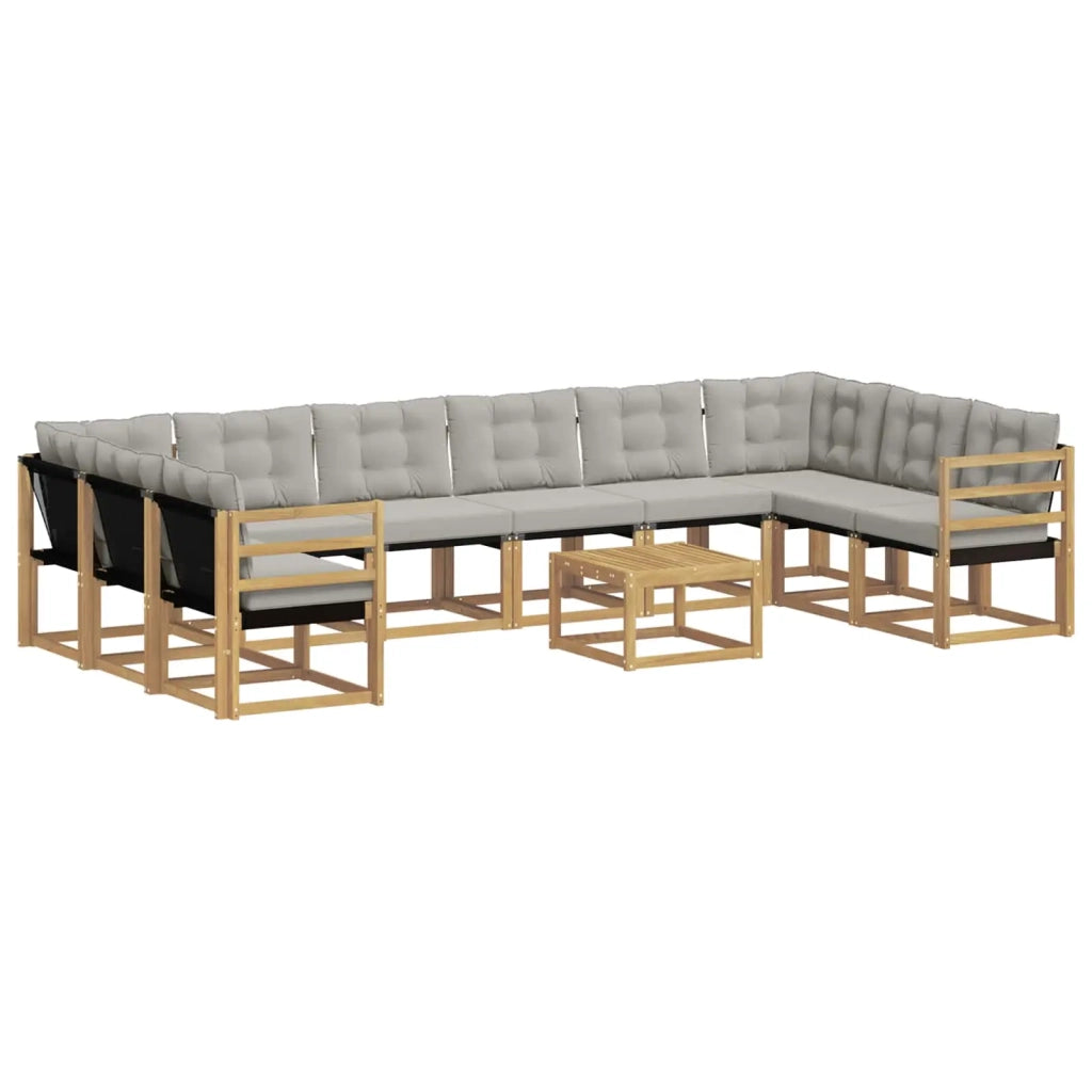 Set di divani da esterno 11 pz Bianco e Grigio Chiaro 3389921
